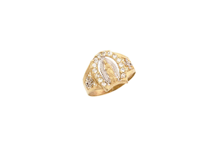 Two Tone Plated Mother Mary Ring with CZ Studded